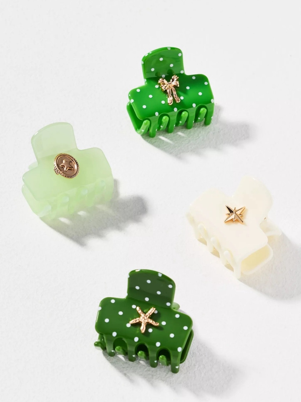 NWT Anthropologie Berry Icon Mini Claw Clips, Set of 4, Green